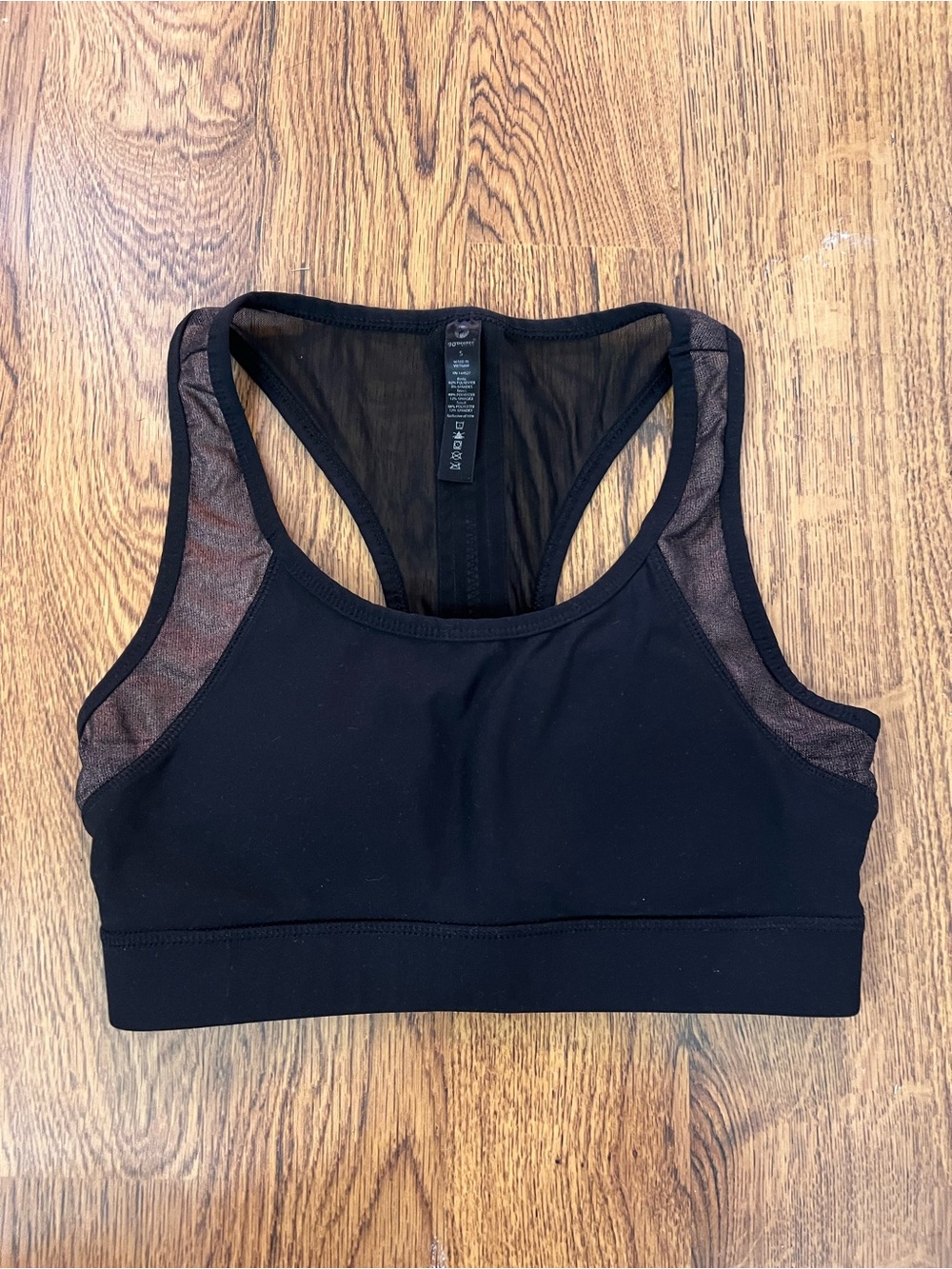90 Degree by Reflex Black Pink Mesh Racerback Sports Bra Small Padded
